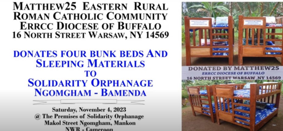 Mathew 25 ERRCC diocese of Buffalo donates to Solidarity Orphanage.